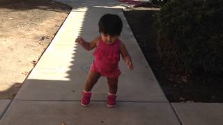 BABY HAVING HER FIRST WALK OUTSIDE AT 10 MONTHS
