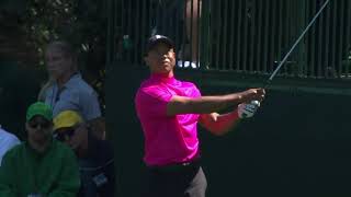 THE MASTER: Tiger Woods' putt for birdie got the crowd going.