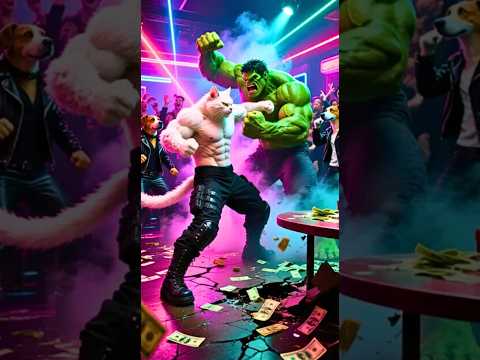 القط سيمو يقضي علي هالك العملاق🐱⚔️ ويحاول الهروب بسرعة من الخطر!🐱🏃♂️#ai #cat #shorts