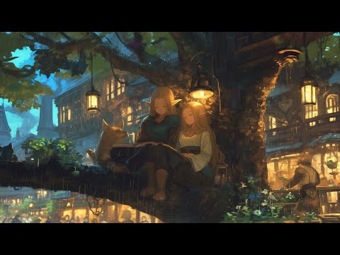 Relaxing Medieval Music with Rain Sounds - Bard/Tavern Ambience, Breeze in the Town Square, Game BGM