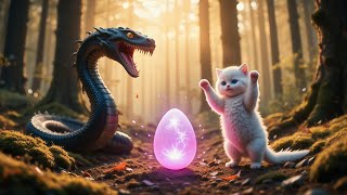 Brave Little Cat Protects an Egg from a Snake! 😮 #dog #cute #funny #pet fanny animals video #cat