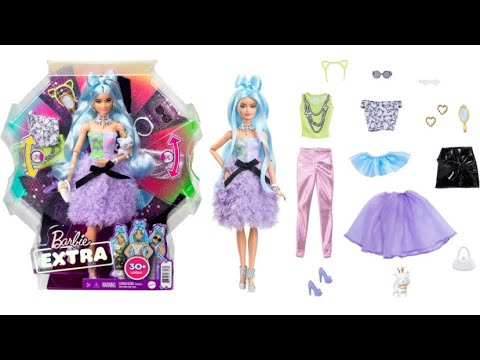 Barbie Extra Doll & Accessories Set with Pet unpacking review Part 1