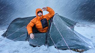 CAUGHT IN A BLIZZARD! Snowstorm Hits Mountain Camp - Solo Winter Camping 
