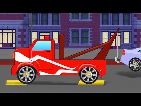 Tow Truck Formation, Animated Vehicle Cartoon Video for Children