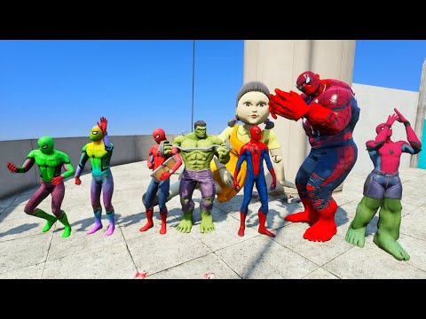 GTA 5 SPIDERMAN Water Slides RAGDOLLS - Spiderman, Hulk, Iron man,  (Euphoria Ragdolls) Ep.30