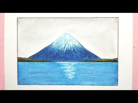 Cara menggambar pemandangan gunung - Mountain scenery drawing