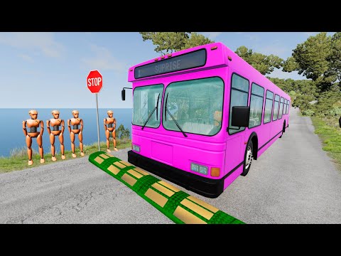 Buses vs Massive ⚠️ Speed Bumps⚠️ #14 – BeamNG.Drive