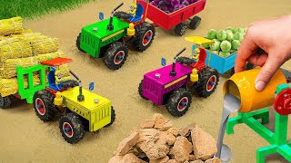 Diy tractor making mini concrete bridge for heavy truck crossing | diy concrete mixer