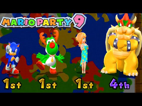 Mario Party 9 Minigames High Rollers - Sonic vs Yoshi vs Rosalina vs Bowser ( Master Difficulty )