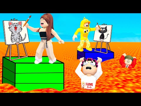 DIBUJA PARA SOBREVIVIR a la LAVA en ROBLOX  🔥 con la Familia Loca