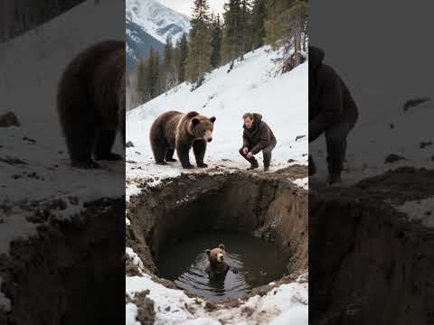母熊が男性のために道を塞ぐ