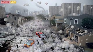 Hail and Flash Floods Hit Florida, USA, City Covered in Giant Ice Balls Destroys Homes and Cars