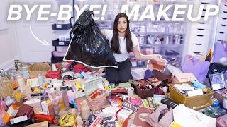 Getting rid of my MASSIVE makeup collection! (declutter, organize, reset my beauty room)