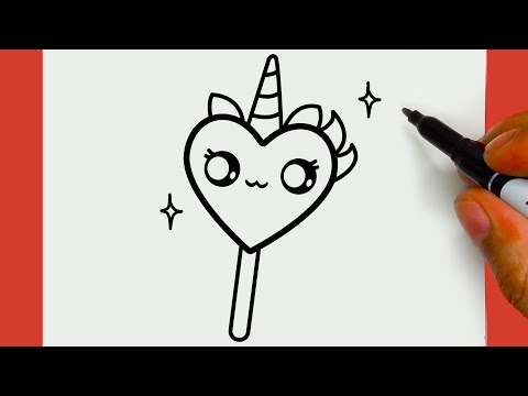 HOW TO DRAW A CUTE HEART UNICORN, STEP BY STEP, DRAW Cute things