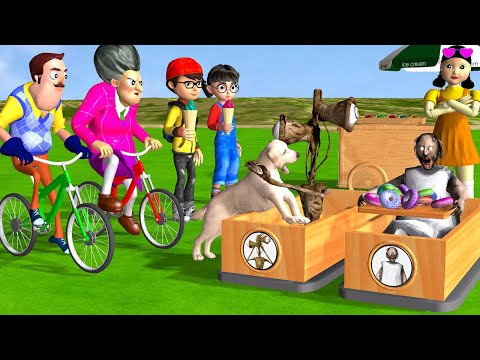 Squid Game vs Scary Teacher 3D Siren Head and Granny Troll Pet Dog Of Miss T and Neighbor Funny