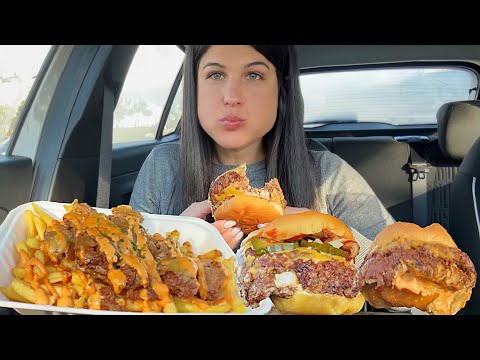 BURGERS & ANIMAL FRIES | CAR MUKBANG | ASMR