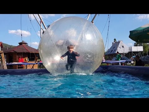 Outside Fun Walking on Water in a Giant Bubble Ball