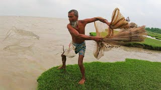 Best river fishing video - How to throw cast net fishing - Amazon river fishing 