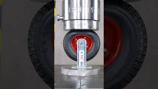 300 ton Hydraulic Press Vs. Wheelbarrow Tire 🛞⚔️💥 Insane Destruction! #tire #press #crush