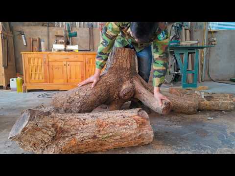 Transforming a Rustic Tree Stump Into a Masterpiece/ Unleash Your Inner Woodworking Enthusiast