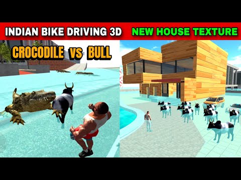 New House Texture | Crocodile Vs Bull | Funny Gameplay Indian Bikes Driving 3d 🤣🤣
