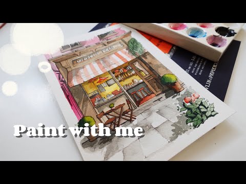 “Watercolor Painting a Cozy Café | real time Tutorial”