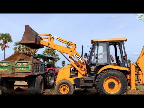 Mahindra 595 di turbo Tractor with trolley | JCB 3DX Machine | JCB Video | Come To Village