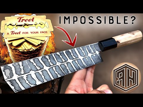 Forging an incredible Damascus knife out of RAZOR BLADES