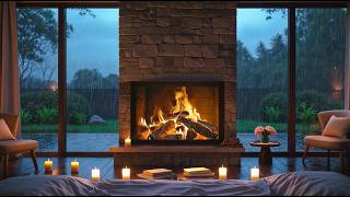 Fall Asleep Instantly 🔥 Cozy Fireplace & Rain Sounds for Deep Sleep (No Ads)