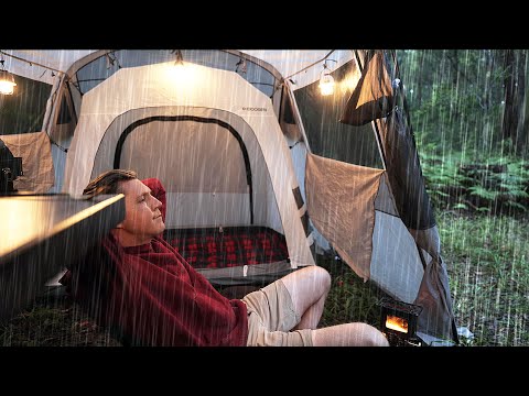 SOLO Camping in the RAIN [ Far Away from Trouble | Cozy RELAX, Focus STUDY, SLEEP |  ASMR ]