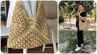 ÇOOK GÜZEL OLDU ✅ EN KOLAY KAĞIT İP İLE 3 MOTİFLİ ÇANTA NASIL YAPILIR ? #crochetbag #crochet