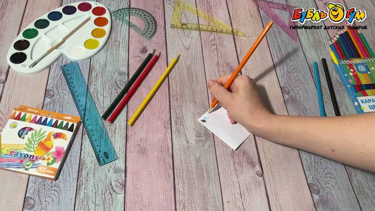 Карандаши цветные Животные 6цветов - видео