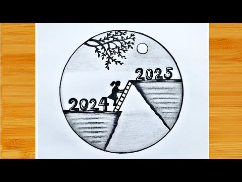 New year drawing 2025 | New year drawing | Happy New year drawing easy | drawing 2025