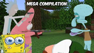 SpongeBob, Patrick, Goku, Sonic, Rick Sanchez, and Squidward Argue About Minecraft Mega Compilation
