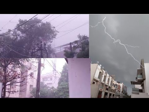રાજકોટમાં ભયાનક સ્વરૂપ  ધારણ કરતા મેઘરાજા વિજળીના ભયંકર કડાકા ભડાકા
