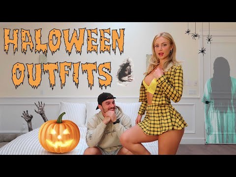 Boyfriend rates Halloween costumes( try on haul)