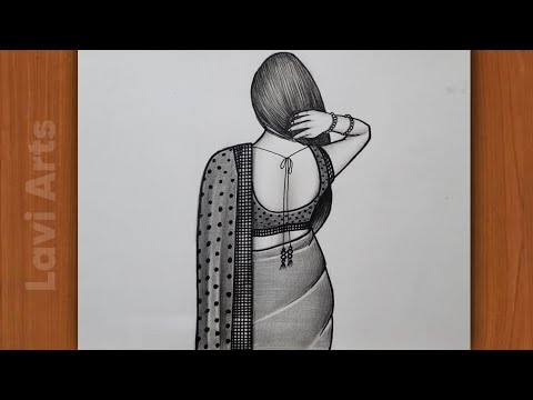 How to Draw Girl Backside Wearing Saree - Pencil drawing | Easy drawing for beginners