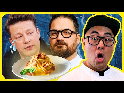 Italian Chef SCHOOLS Jamie Oliver on Pasta CARBONARA | Pro Chef Reacts