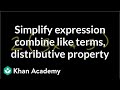 Simplifying Expressions with Like Terms and Distributive Property