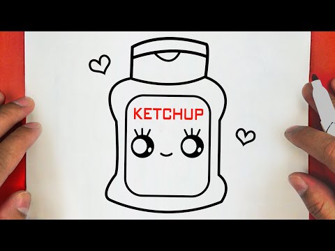 COMO DESENHAR UM KETCHUP FOFO, PASSO A PASSO, JACKDesenhos