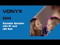 Vonyx SBS50B Kids Karaoke Machine with Lights & Bluetooth, Black