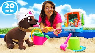 Wendy enseña a Chocolate a hacer figuras de arena