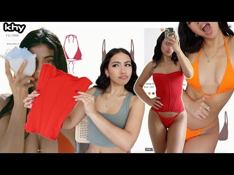 Trying on Kylie Jenner's new swim collection