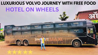 ₹3500 Per Person Most Expensive VOLVO 9600s Multi Axle AC Sleeper Bus Journey Free Delicious Food 😍