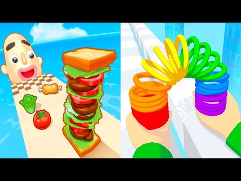 Sandwich Run Pile Ingredients VS Toy Spring - All Levels SpeedRun Gameplay Android iOS Ep1