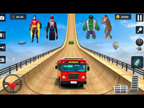 Bus Ramp Race Game || Monster Truck Bus  race Jet race Andoird Emulator play new