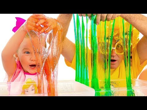 Milusik and Papa Making Slime with Funny Balloons | Satisfying Slime video