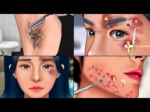 ASMR Very Satisfying Care Animation‼️, Piercing Cleaning, Armpit Hair, Blackhead Care, Make up