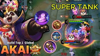 100% ANNOYING !! SUPER TANK AKAI MVP PLAYS || BUILD TOP 1 GLOBAL AKAI ~ MLBB 