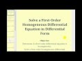 Homogeneous Differential Equations Concepts